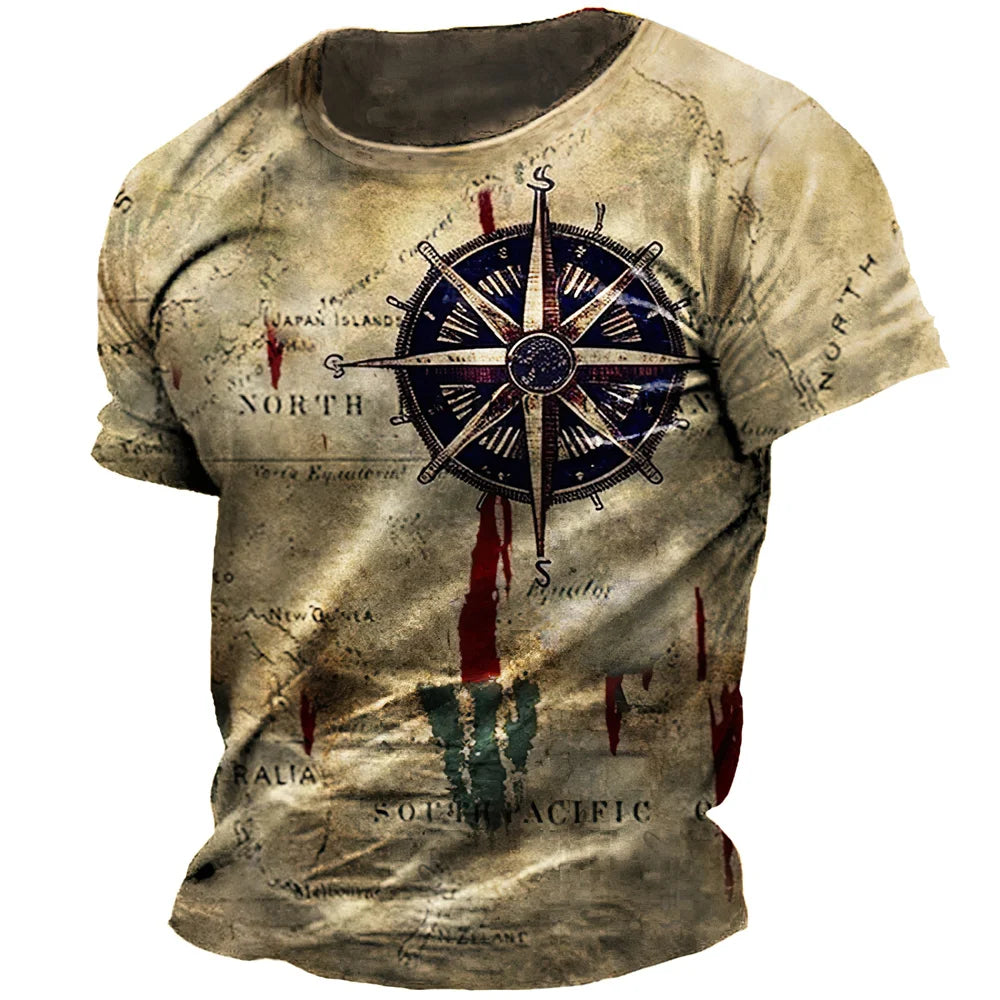 Vintage Nautical Map Compass T-Shirt