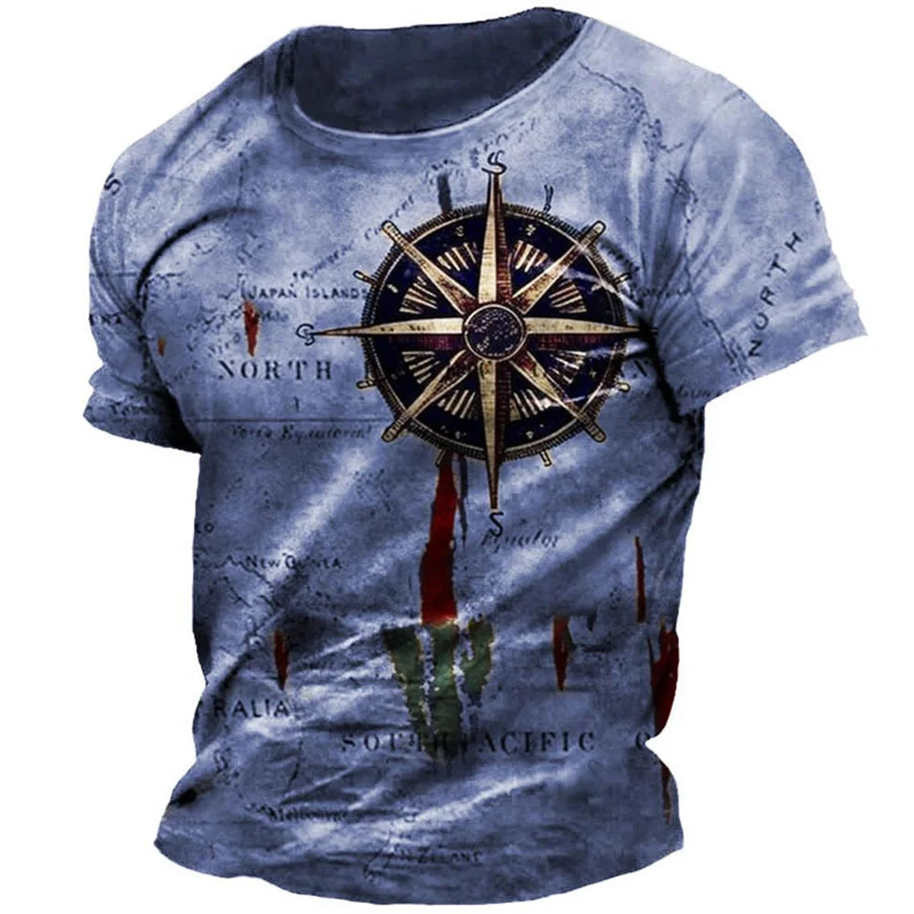 Vintage Nautical Map Compass T-Shirt