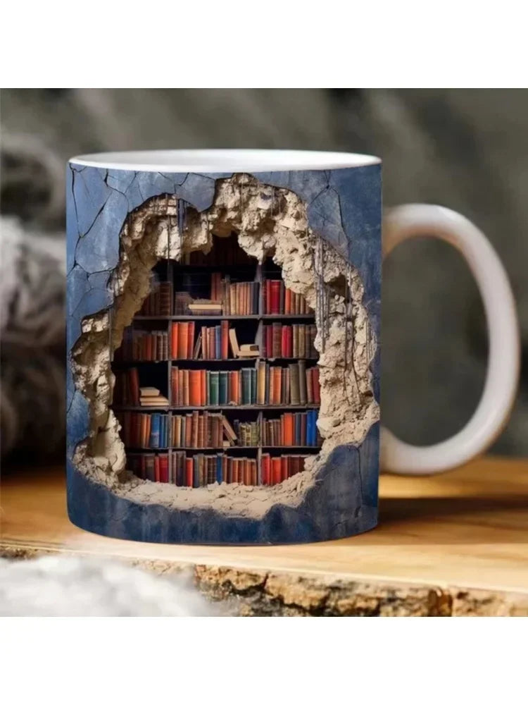 Ceramic 3D Library Book Mug