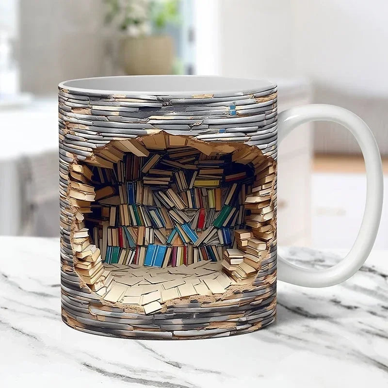 Ceramic 3D Library Book Mug