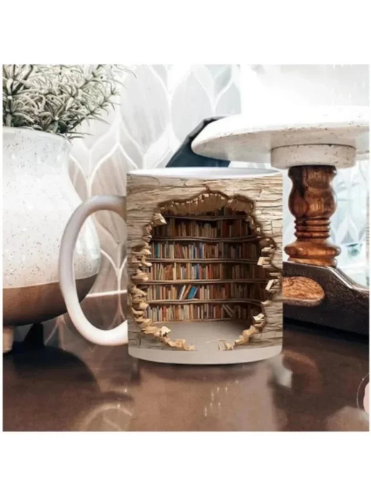 Ceramic 3D Library Book Mug