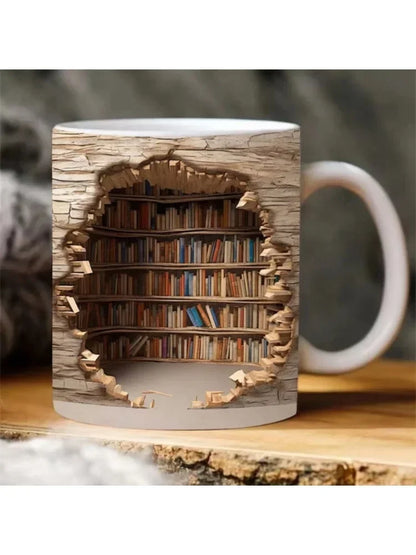 Ceramic 3D Library Book Mug