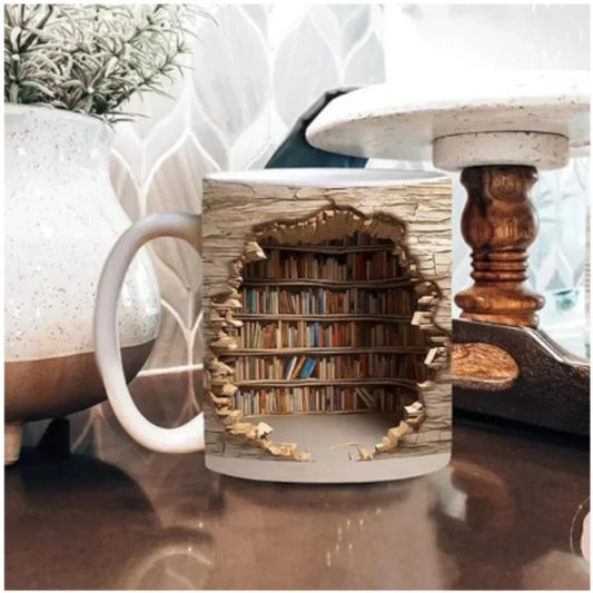 Ceramic 3D Library Book Mug