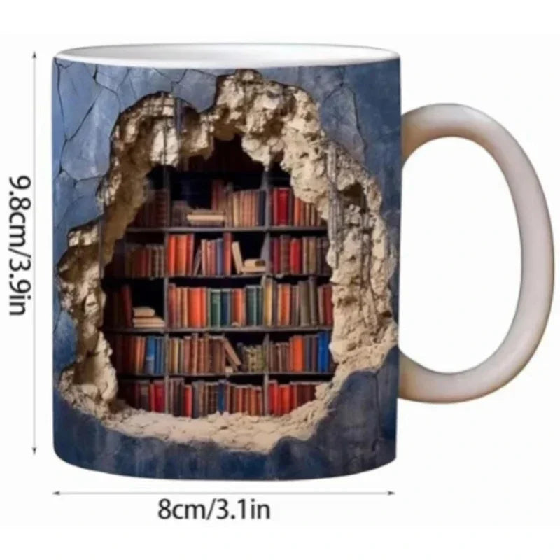 Ceramic 3D Library Book Mug