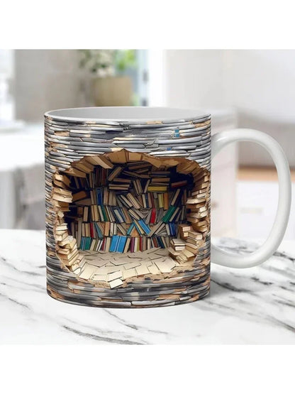 Ceramic 3D Library Book Mug