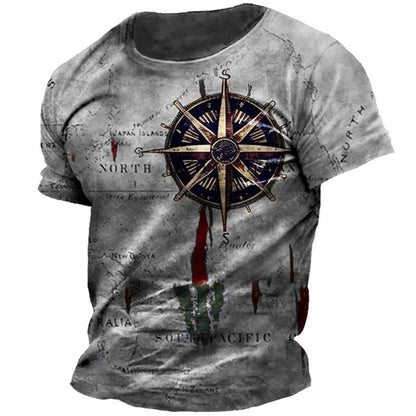 Vintage Nautical Map Compass T-Shirt