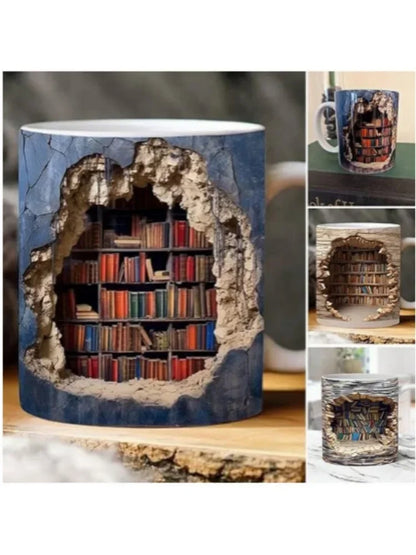 Ceramic 3D Library Book Mug